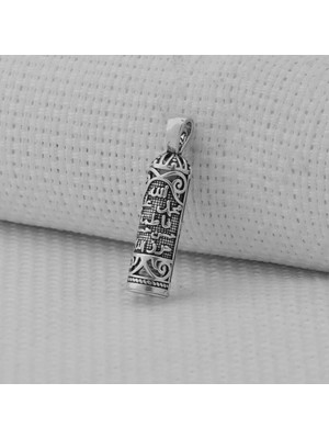 Allah cc Muhammet Sav Ali Ra Yazılı Cevşen Kabi 925 Ayar Gümüş Erkek Kolye Ucu