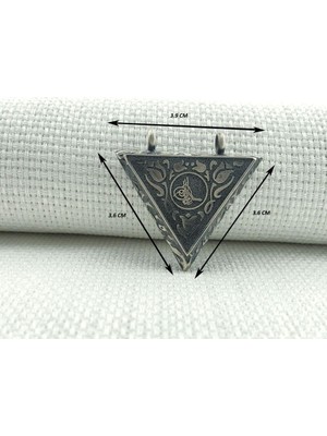 Osmanlı Tugralı Gul Desenli Muska Kabi 925 Ayar Gümüş Erkek Kolye