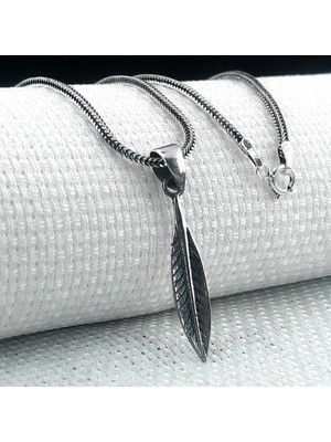 Kuş Tüyü 925 Ayar Gümüş Erkek Kolye Ucu