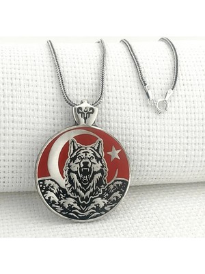 Bozkurt  925 Ayar Gümüş Erkek Kolye