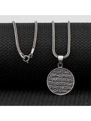 Nazar Dualı Ayetel Kürsi ve  925 Ayar Gümüş Erkek Kolye