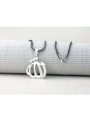 Allah Yazılı Büyük Boy Parlak 925 Ayar Gümüş Erkek Kolye