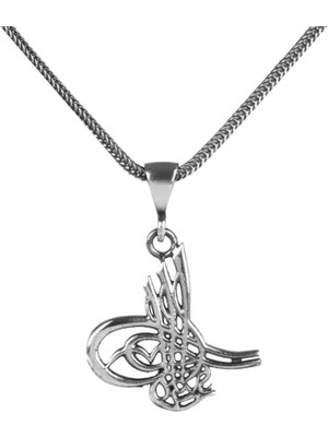 Osmanlı Tuğralı 925 Ayar Gümüş Erkek Kolye