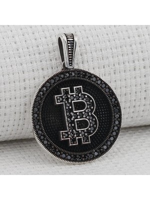 Bitcoin 925 Ayar Gümüş Erkek Kolye Ucu