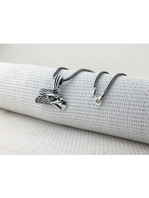 Kartal Kafası Tasarımlı 925 Ayar Gümüş Erkek Kolye