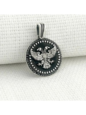 Çift Başlı Kartal 925 Ayar Gümüş  Erkek Kolyesi