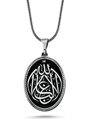 La Galibe Illallah Allah Tan Başka Galip Yoktur 925 Ayar Gümüş Erkek Kolye