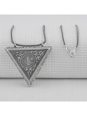 Osmanlı Tugra  Cevşeni Kebir Dualı Orta Boy 925 Ayar Gümüş Erkek Kolye