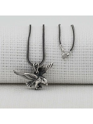 Kartal Tasarımlı 925 Ayar Gümüş Erkek Kolye