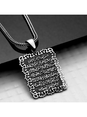 Ayetel Kursi Muskalık Cevşen  925 Ayar Gümüş Erkek Kolye