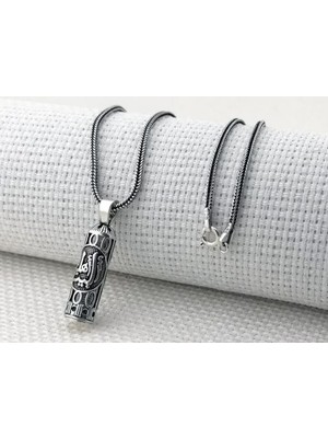 Ehlibeyt Yazılı Cevşeni Kebir Dualı 925 Ayar Gümüş Erkek Kolye