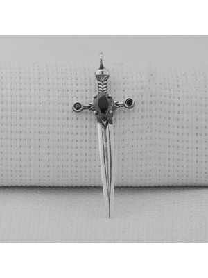 Zirkon Taşlı Şovalye 925 Ayar Gümüş Erkek Kolye