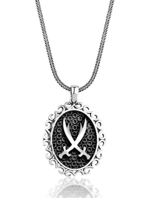 Zülfikar Figürlü Dualı 925 Ayar Gümüş Erkek Kolye Ucu