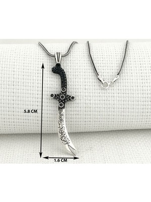 Zulfikar  La Feta Illa Ali La Seyfe Iila Zulfikar  925 Ayar Gümüş Erkek Kolye