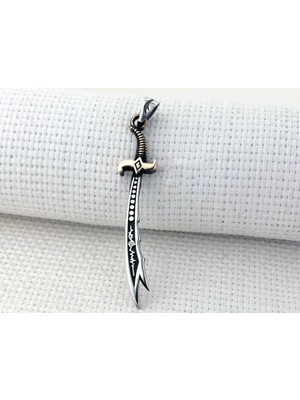 Kalp Atışlı Zulfikar Yazılı Tasarım 925 Ayar Gümüşerkek Kolyesi Ucu