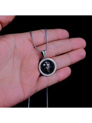 Mikro Taşlı Kartal 925 Ayar Gümüş Erkek Kolye