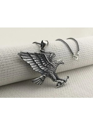 Büyük Kartal Tasarımlı  925 Ayar Gümüş Erkek Kolye