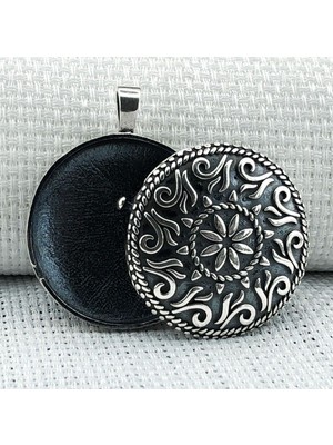 Yuvarlak Cevşen Muska Kabi 925 Ayar Gümüş Erkek Kolye Ucu