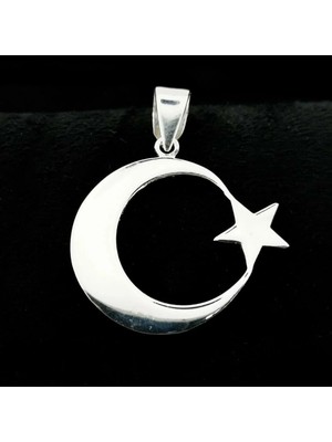 Ay Yıldızlı  925 Ayar Gümüş Erkek Kolye