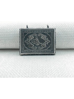 Osmanlı Tuğralı  Kabi Muska 925 Ayar Gümüş Erkek Kolye Ucu