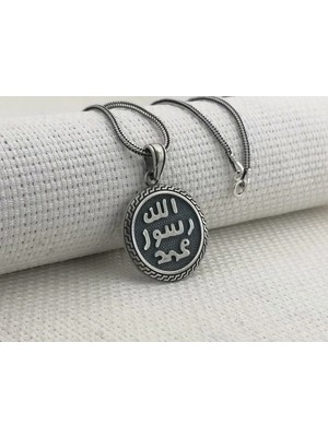 Allah Resulu Muhammet 925 Ayar Gümüş Erkek Kolye