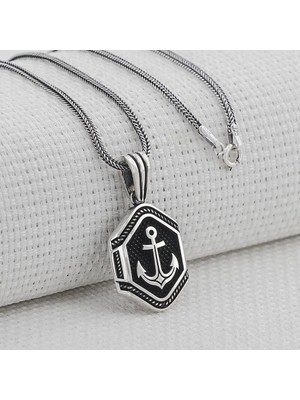 Çapa Denizci 925 Ayar Gümüş Erkek Kolye