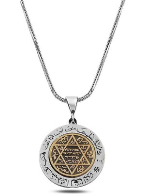 Hz Süleyman Mührü Özel Tasarım 925 Ayar Gümüş Erkek Kolye