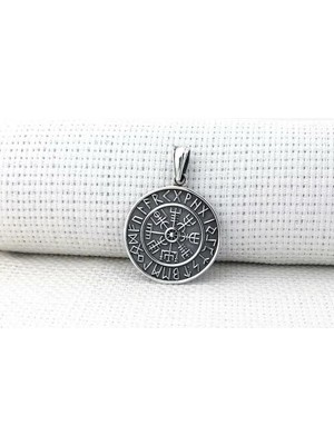 Viking Vegvisir Pusulası 925 Ayar Gümüş Erkek Kolye Ucu