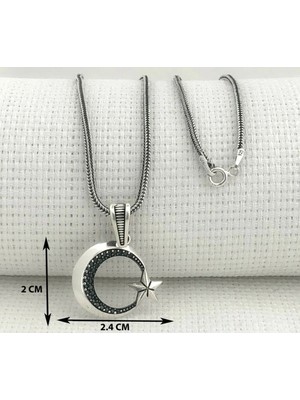 Ay Yıldızlı  925 Ayar Gümüş Erkek Kolye
