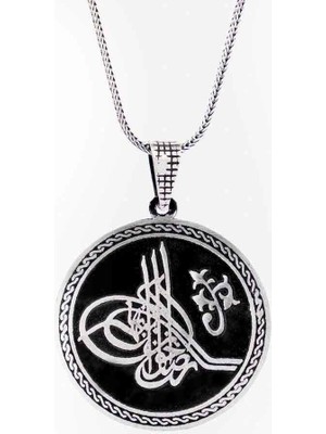 Osmanlı Tuğralı 925 Ayar Gümüş Erkek Kolye