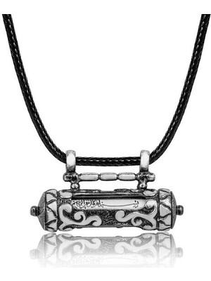 Desenli Cevşen Muskalık Dualı 925 Ayar Gümüş Erkek Kolye