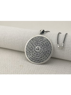 Esmaul Husna Dualı Büyük Boy 925 Ayar Gümüş Erkek Kolye