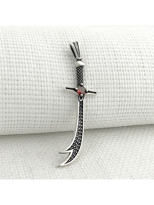 Zulfikar  La Feta Illa Ali La Seyfe Iila Zulfikar  925 Ayar Gümüş Erkek Kolye Ucu