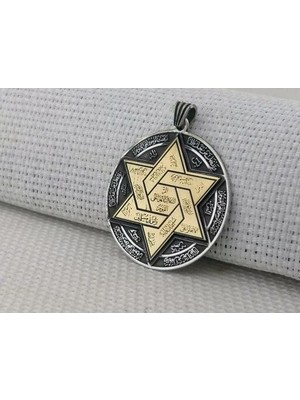 Süleyman Mührü Büyük Boy 925 Ayar Gümüş Erkek Kolye Ucu