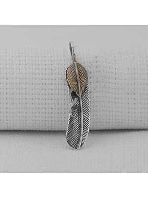 Tüy Motifli  925 Ayar Gümüş Erkek Kolye Ucu