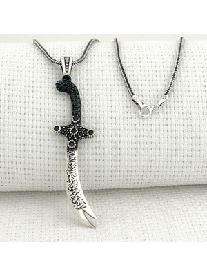 Zulfikar  La Feta Illa Ali La Seyfe Iila Zulfikar 925 Ayar Gümüş Erkek Kolye