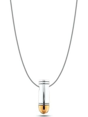 Özel Mermi Kurşun 925 Ayar Gümüş Erkek Kolye