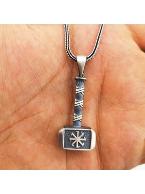 Kalın Balyoz  Çekiç 925 Ayar Gümüşerkek Kolyesi