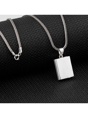 Açılabilir Cevşen Muskalık Kare 925 Ayar Gümüş Erkek Kolye