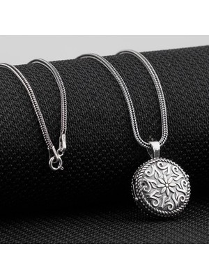 Çift Taraflı Açılabilir Cevşen  925 Ayar Gümüş Erkek Kolye