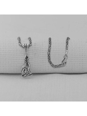 Uluyan Kurt  Kral Zincir Tasarımı 925 Ayar Gümüş Erkek Kolye