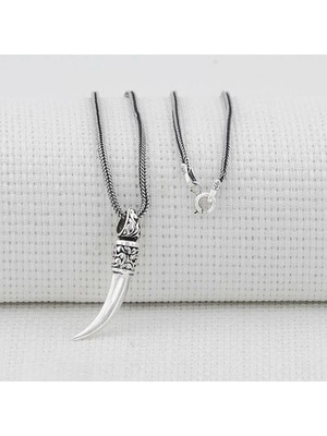 Fil Dişi 925 Ayar Gümüş Erkek Kolye