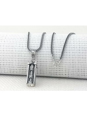 Minare Tasarımlı Cevşen Kebir Dualı 925 Ayar Gümüş Erkek Kolye