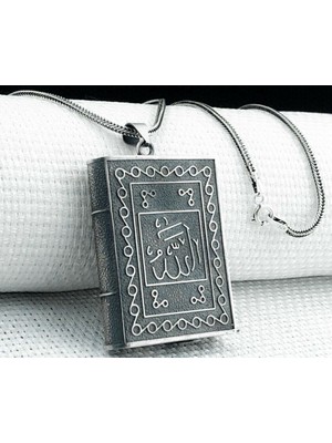 Allah Muhammet Yazılı Cevşeni Kebir Dualı 925 Ayar Gümüş Erkek Kolye