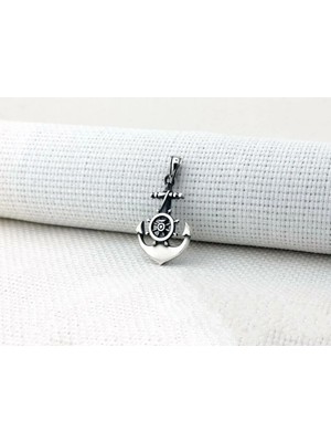 Çapa Dümen Tasarımlı 925 Ayar Gümüş Erkek Kolye Ucu