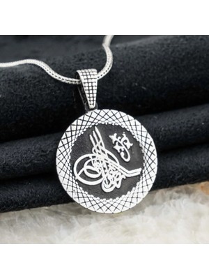 Osmanlı Tuğralı 925 Ayar Gümüş Erkek Kolye