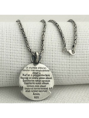 Kral Zincirli Göktürkçe Türk Yazılı Bozkurt 925 Ayar Gümüş Erkek Kolye