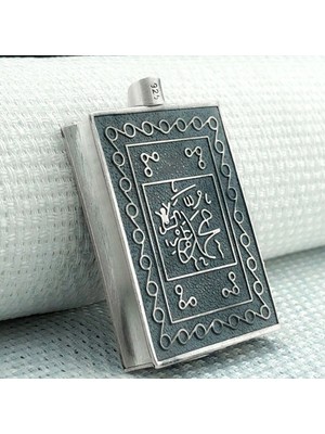 Allah Muhammet Yazılı Cevşeni Kebir Dualı 925 Ayar Gümüş Erkek Kolye Ucu