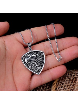 Kartal Motifli 925 Ayar Gümüş Erkek Kolye