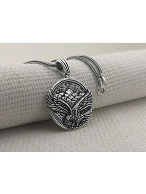 Büyük Kartal Tasarımlı  925 Ayar Gümüş Erkek Kolye